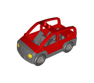 Duplo Red MPV Car with Dark Stone Gray Base (47437)