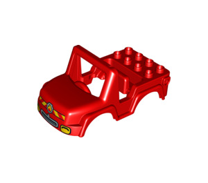 Duplo Red Off Road Vehicle Body with Fire Logo (21107)