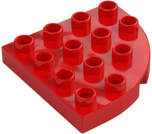 Duplo Red Plate 4 x 4 with Round Corner (98218)