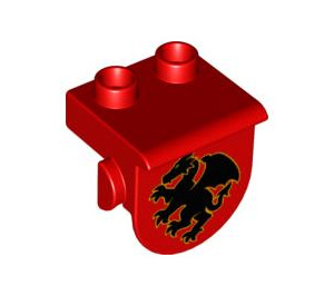 Duplo Rot Platte mit Paneel mit Schwarz Drachen (42236 / 57953)