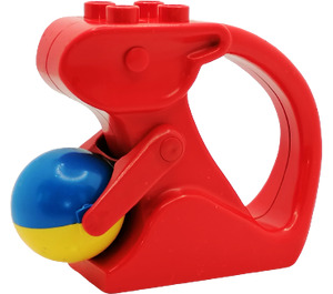 Duplo Red Rabbit Rattle with Blue and Yellow Ball