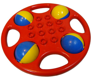 Duplo Punainen Rattle Circular jossa Keltainen/Sininen Pyörät