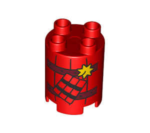 Duplo Rood Rond Steen 2 x 2 x 2 met Dynamite (43511 / 98225)