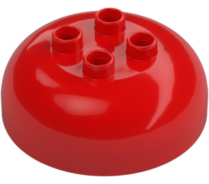 Duplo Rojo Circular Ladrillo 4 x 4 con Dome Parte superior (18488 / 98220)