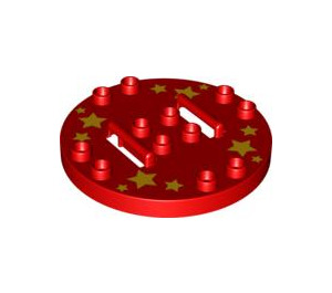 Duplo Rojo Circular Placa 6 x 6 con fig.Mano,no. (62666 / 62969)