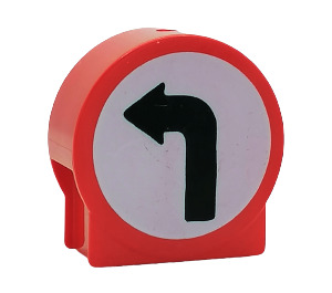 Duplo Red Round Sign with Left Arrow with Round Sides (41970 / 43196)