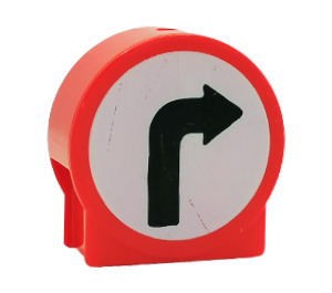 Duplo Red Round Sign with Right Turn Arrow with Round Sides (41970)
