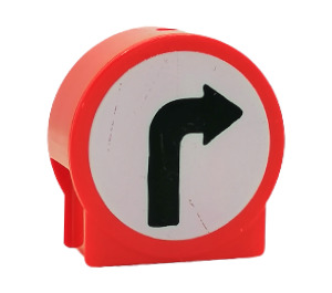 Duplo Red Round Sign with Right Turn Arrow with Round Sides (41970 / 43197)