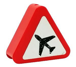 Duplo Red Sign Triangle with Black Airplane Sticker (42025)