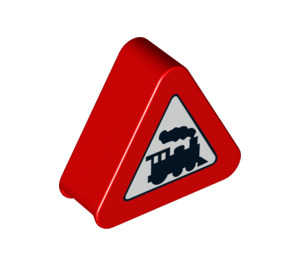 Duplo Red Sign Triangle with Train sign (13255 / 49306)