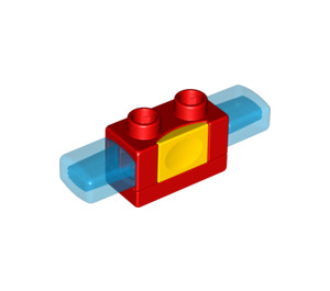 Duplo Röd Siren Kloss med Gul Button och Blå Lights (51273)