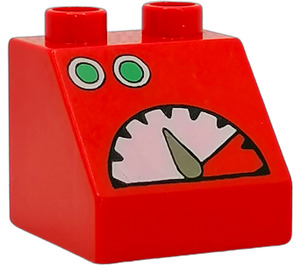 Duplo Red Slope 2 x 2 x 1.5 (45°) with Dials (6474 / 43201)