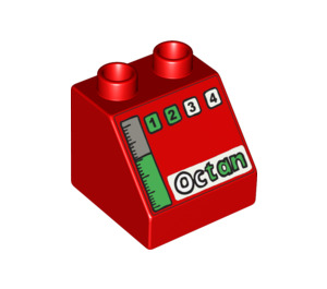 Duplo Red Slope 2 x 2 x 1.5 (45°) with Numbers, 'Octan' and Fuel Gauge (6474 / 43029)