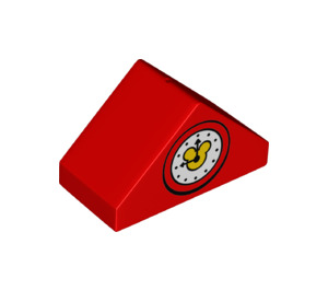 Duplo Red Slope 2 x 4 (45°) with Clock and Mickey Mouse Motif (29303 / 52333)
