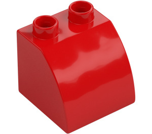 Duplo Red Slope 45° 2 x 2 x 1.5 with Curved Side (11170)