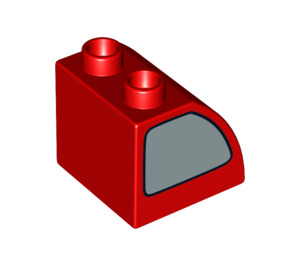 Duplo Czerwony Nachylenie 45° 2 x 2 x 1.5 z Zakrzywiony Strona z Okno (11170 / 12659)