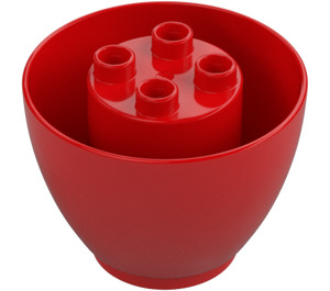 Duplo Red Sphere 4 x 4 x 2 1/2 Inverted with Knobs (1962)