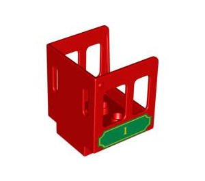 Duplo Red Steam Engine Cabin with '1' on green plate (Older, Larger) (4544 / 89947)