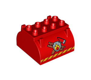 Duplo Rot Tank oben 4 x 4 x 2 mit Feuer Logo (12147)