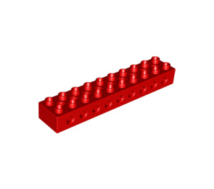 Duplo Red Technic Brick 2 x 10 (9 Holes) (6515 / 75350)