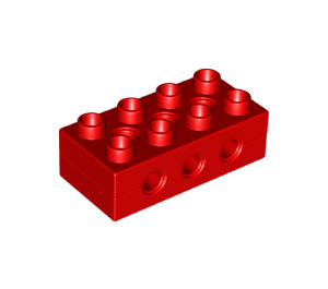 Duplo Red Technic Brick 2 x 4 (3 Holes) (6517 / 75349)