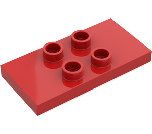 Duplo Rouge Tuile 2 x 4 x 0.33 avec 4 Centre Tenons (Mince) (4121)