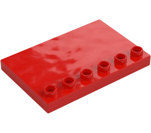 Duplo Rød Tile 4 x 6 med Knotter på Kant (31465)