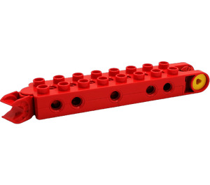 Duplo Red Toolo Brick 2 x 8 plus Forks and Screw at one End and Swivelling Clip at the Other (74867)