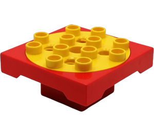 Duplo Red Toolo Turntable 4 x 4 with Yellow Top (60535 / 74906)