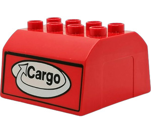 Duplo rot Zug cab (upper Abschnitt) mit 'Cargo' Muster