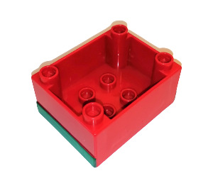 Duplo Red Train Cabin base with Green Stripe (6407)