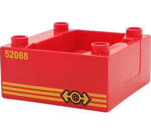 Duplo Red Train Compartment 4 x 4 x 1.5 with Seat with '52088' (51547 / 52417)