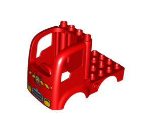 Duplo Red Truck cab 4 x 8 with Fire Logo (20744)