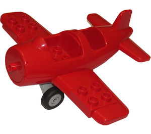 Duplo Red Vehicle Airplane with Gray Base and Black Wheels