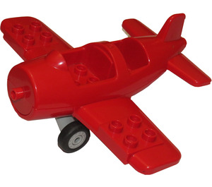 Duplo rouge Véhicule Airplane avec grise Base et Noir roues