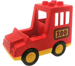 Duplo Red Vehicle Truck with Covered Bed, Yellow Undercarriage and ZOO