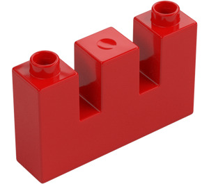 Duplo Punainen Seinä 1 x 4 x 2 jossa Nuoli Slits (16685)