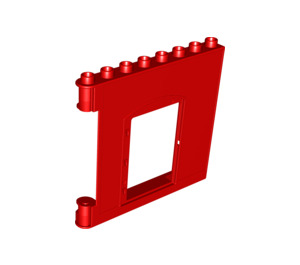 Duplo Rød Væg 1 x 8 x 6 med Dør (Højre) (51261)