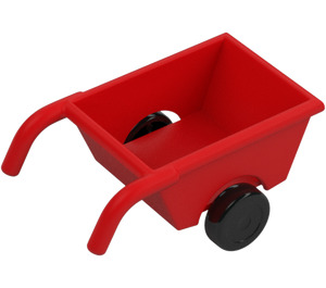 Duplo Röd Wheelbarrow med Svart Hjul (74661 / 88205)