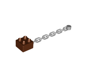 Duplo Reddish Brown Brick 2 x 2 with Chain (54860)