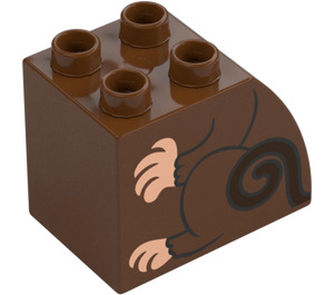 Duplo Reddish Brown Brick 2 x 3 x 2 with Curved Side with Monkey Body (11344 / 43510)