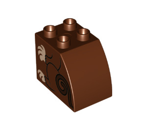 Duplo Reddish Brown Brick 2 x 3 x 2 with Curved Side with Monkey Body (11344 / 43510)