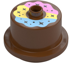 Duplo Reddish Brown Cake with Blue and Yellow and Pink Icing (65157 / 101591)