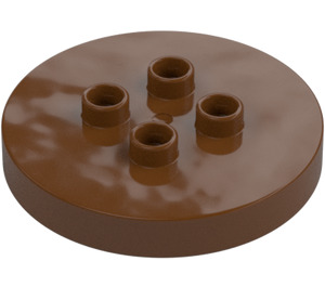 Duplo Reddish Brown Plate 4 x 4 Round (15516)