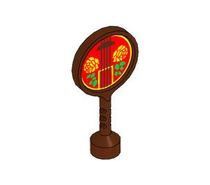 Duplo Roodachtig bruin Rond Sign met Mandolin met Roses (41759 / 101597)