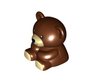 Duplo Reddish Brown Teddy Bear with Flesh Nose and Paws (11385)