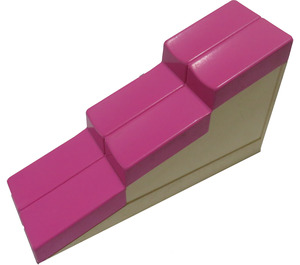 Duplo Roofpiece Slope 17 2 x 6 Stepped with Dark Pink Shingles (6465)