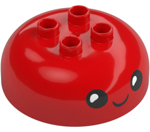 Duplo Rond Steen 4 x 4 met Dome Top met Smiling Gezicht (101563 / 110308)