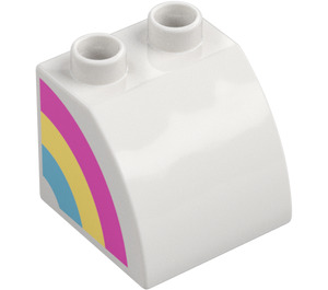 Duplo Helling 45° 2 x 2 x 1.5 met Gebogen Kant met Rainbow Rechts (11170 / 74980)