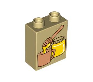Duplo Tan Brick 1 x 2 x 2 with Honey and Mug with Bottom Tube (15847 / 105406)